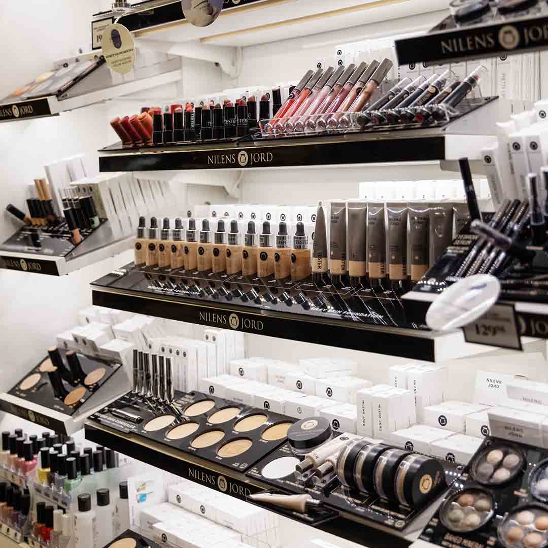 Large selection of makeup from Matas in Frederiksberg Center.